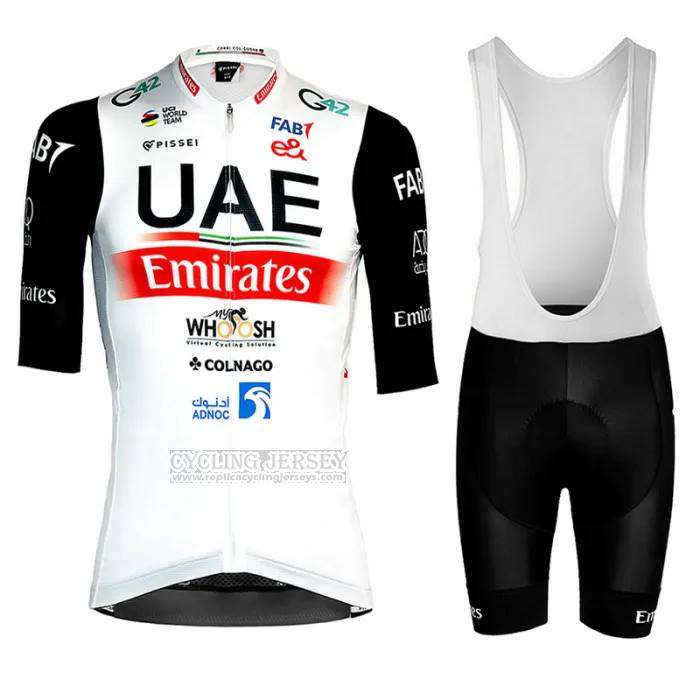 2023 Cycling Jersey UAE Black White Short Sleeve And Bib Short